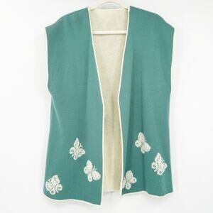L. Browning Knits Womens Vintage Boho Butterfly Open‎ Front Knit Sweater Vest OS